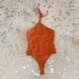 Orange Halter Bodysuit